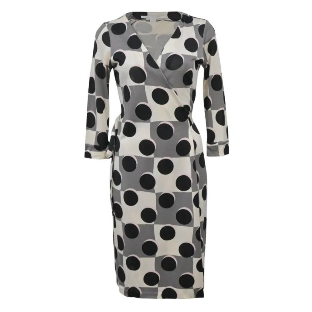 Diane von Furstenberg New Julian Two Silk Wrap Dress 2 Polka Dot Mod Office Work